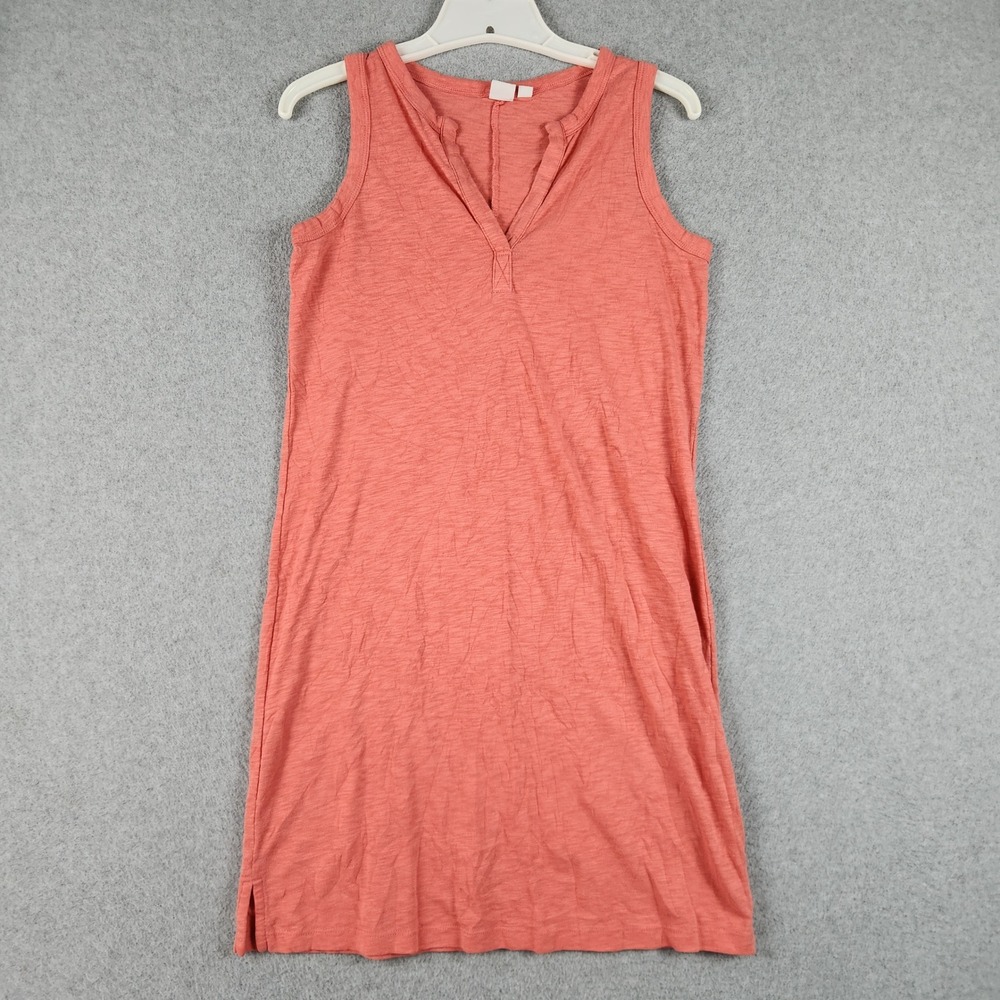 Gap Shift Dress Women XS Coral Cotton Slub Sleeveless Split V-Neck Everyday Wear